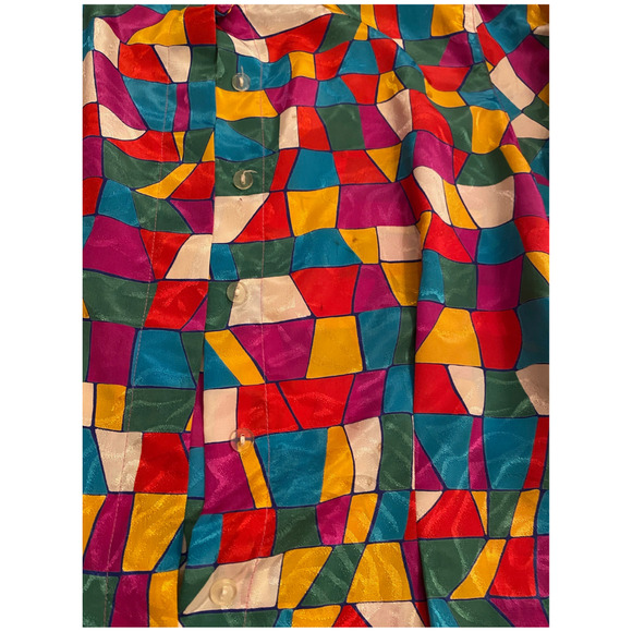 VTG 80?s 90s? Gianna Women's Colorblock Blouse Button Front Polyester Sz 10 READ - Picture 5 of 5